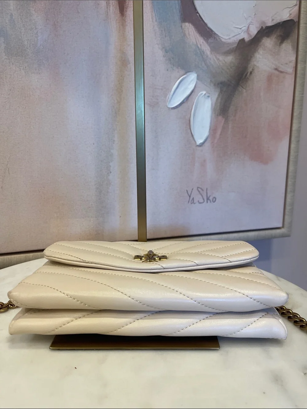 Tory Burch Cream Kira Chevron Crossbody Bag